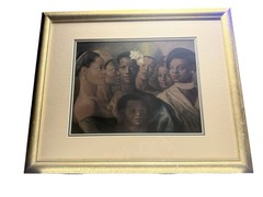 Vtg ASHKAR “The Beauty Of Color” African American Women Painting 22-1/4 X 18-1/4