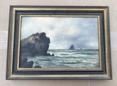 Fine Early 20th Century Ocean View Painting On Canvas Newport RI Coastal