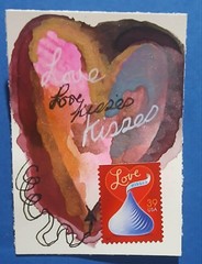 Postal Whimsy™ Hershey Kisses Love Stamp Card #1 OOAK Watercolor Heart Giftable