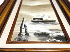 TWO Nautical Seaside Boat Seagulls Ocean Calm Serene Paintings on Canvas SIGNED