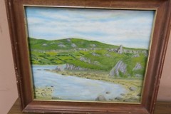 Vintage Oil on Board Painting 10 „x 12“ Landscape Dunes Framed Signed MacDonald