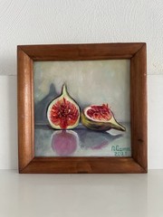 original oil paintingе, Figs,still life, Wall Art,gift, miniature 15х15 cm