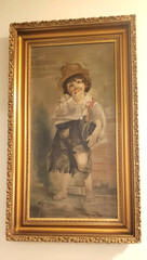 Portrait Young Child Oil on Canvas Signed Dated Mary E Kendrick 1916 Gilt Frame