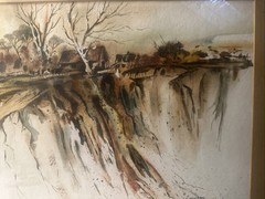 ORIGINAL MCM LORRAINE FIEGE ABSTRACT IMPRESSIONIST LANDSCAPE WATERCOLOR SIGNED