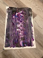 Abstract Painting, purple, blue, pink, black, white and green