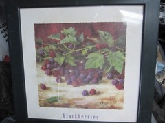 FRAMED PAINTING PRINT BY RICHARD W BOYER-„BLACKBERRIES“ (FRAME: 14.5 X 14.5)