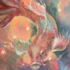 Koi Original Painting fish art Ooak Surrealism artwork homedecor Artettina USA