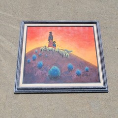 Navajo Shepherdess Painting AFTER Delano Vintage Print Native American Art 25×29