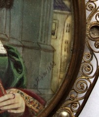 Signed Antique Miniature Portrait of Anna Hillmayer