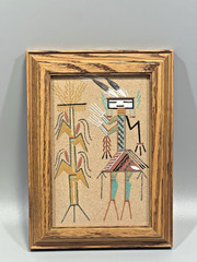 Vintage Navajo Native American Sand Painting Seeds of Blessing Signed by Artist