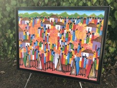LAURENT CASIMIR Original MODERN SURREALIST LANDSCAPE Vintage Haiti Oil & Board