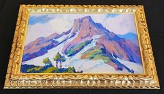 American Southwest Landscape Original Oil Painting Mountain in Ornate Gold Frame