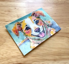 OOAK Puppy ACEO Mixed Media Art Cute Dog Miniature Collectible by AdriO