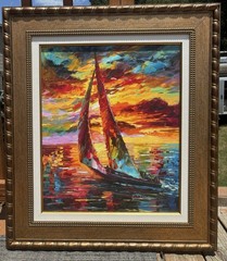 Daniel Wall “Dream Voyage” Signed/Hand-Embellished Canvas– Professional Frame