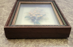 VTG 1930’s Dimensional 3D Layered Painted Glass Lily-of-the-Valley Shadowbox