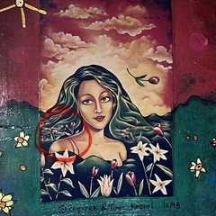 Vintage Tippi & Koziol Zbyszek Flower Girl Original Painting on Wood, 1990s