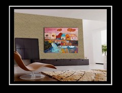 Original Art Painting on Cityscape Stretched Canvas 28″ x 22″