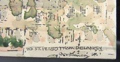 Elizabeth Vacher Booraem watercolor Old St Peter’s Philadelphia 1967 church