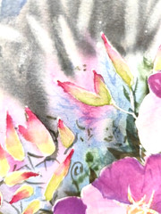 Original Watercolor Painting 12×10 in Unframed Signed Pink Flower Wall Art
