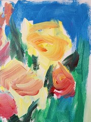 Aleph Original Art Flower 14×11 Abstract Expressionist Botanical Painting Canvas