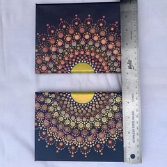 Diptych – Mandala Flower Canvas Acrylic Paintings – Original Art By E. Glenn