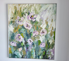 Floral Abstract Impressionist Swedish Painting by Bente Bjerregaard