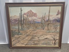 VINTAGE OIL/CANVAS BOARD PAINTING SIGNED 1966 SOUTHWEST PLEIN AIR 24 x 20