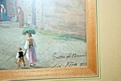 Original Gioacchino La Pira Gouache Watercolor Painting Grotta di Pozzouli 1870