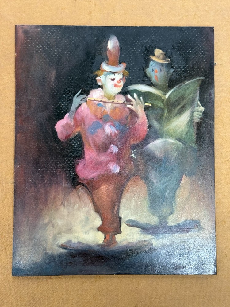 Original Julian Ritter Clown Painting on Board 8×10 Signed Unframed
