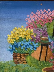IMPRESSIONIST OIL PAINTing FOLK ART Flowers Girls Landscape Framed 11×13