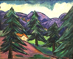 Mountain Landscape with Pine Trees 16 x 20 Oil Painting-1950s-Maxim Bugzester