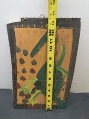 Folk Art Mose Tolliver Hand Painted Signed Green Tico Bird on Plywood 13.5″x8.5″