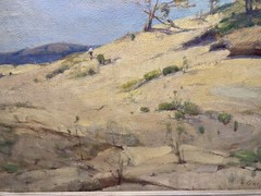 GASPARE J RUFFOLO 1933 ILLINOIS RURAL HILLSIDE LANDSCAPE ANTIQUE OIL PAINTING