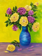 Original oil painting,Roses for Vincent , size: 18” x 24” inch, unframed, floral