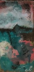Original Abstract Mini Modern Minimal Landscape Painting By K.A.Davis