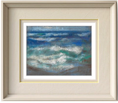 Original Pastel Painting Ocean Waves Seascape Miniature California Impressionist