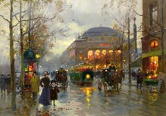 France Paris City Street Scene Oil painting Hd Printed on canvas 12″X16″ L463