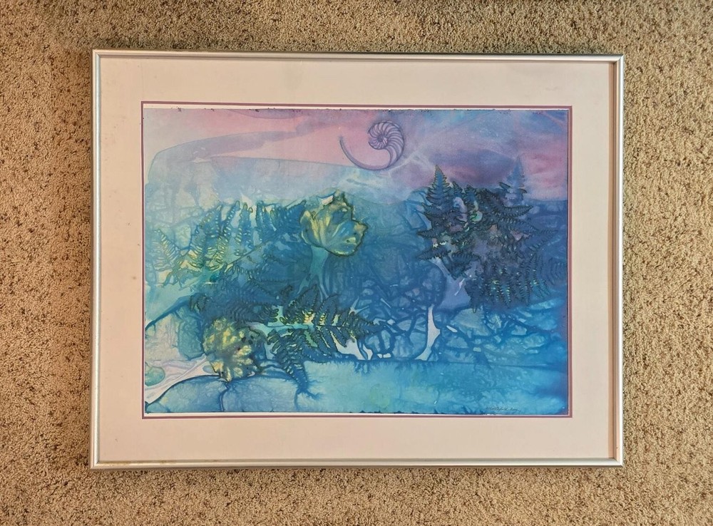 MAXINE MASTERFIELD Original Watercolor – ABSTRACT NAUTILUS Framed 36 x 28
