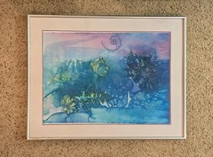 MAXINE MASTERFIELD Original Watercolor – ABSTRACT NAUTILUS Framed 36 x 28