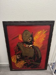 VINTAGE MID CENTURY LARGE WARRIOR PAINTING Signed By BEJA