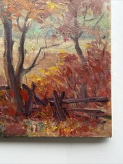 ANTIQUE IMPRESSIONIST PAINTING LANDSCAPE AMERICAN HENLINE LISTED FAMOUS AS IS
