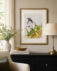 Black Capped Chickadee Original Watercolor Painting Bird Art Sunflower Nature