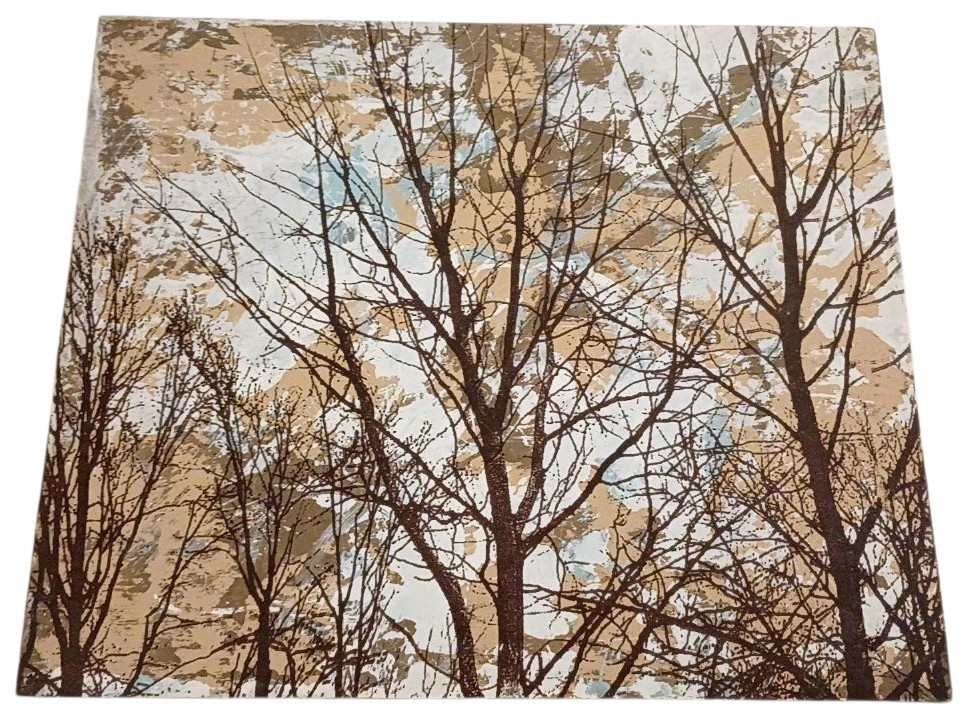 Early Original Dolan Geiman Mixed Media Tree Painting Wood Panel 12×10 Signed 20