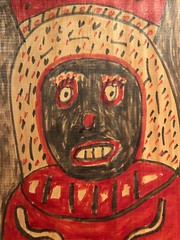 Richard Burnside Outsider Artist Rare Flair Marker on Board African Queen Motif