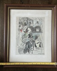 Konstantin Rudakov (1891–1949) Original Signed Color Drawing “French Cafe Scene”