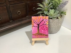 ACEO By Kenna Original Tree Painting In Acrylics 2.5” X 3.5” Signed ÀTC