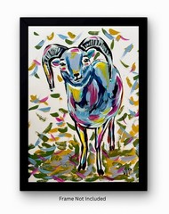 Original 11×13” Expressionist Colorful Confetti Goat VLP Acrylic on Art Paper
