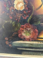 Large Framed Floral Still Life Oil Painting on Canvas W-29 L-41