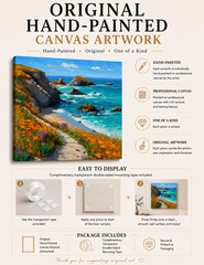 Original Hand Painted Coastal Seascape Canvas Art Ocean Cliff Landscape 16×24