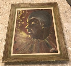Vintage MCM 1960 Original Painting Portrait Of A Flamboyant Man 18”x15”
